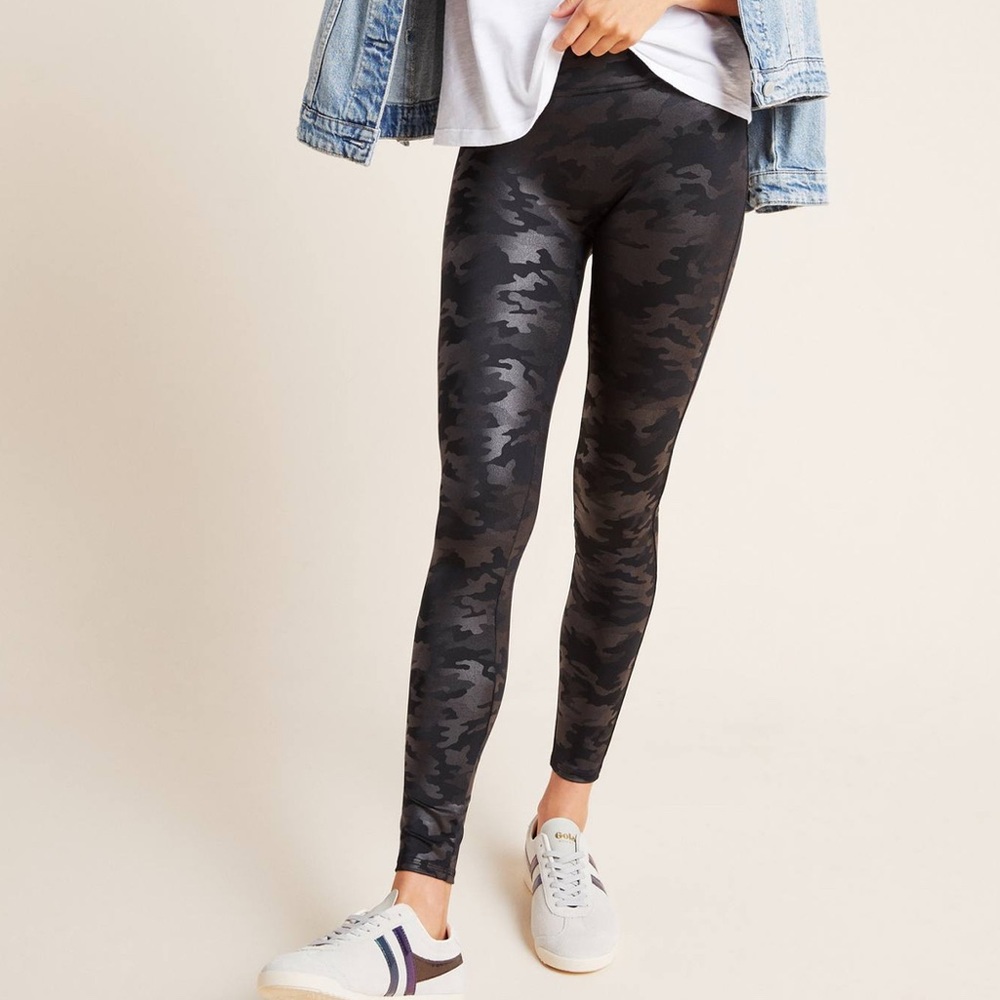 Spanx faux leather army print leggings